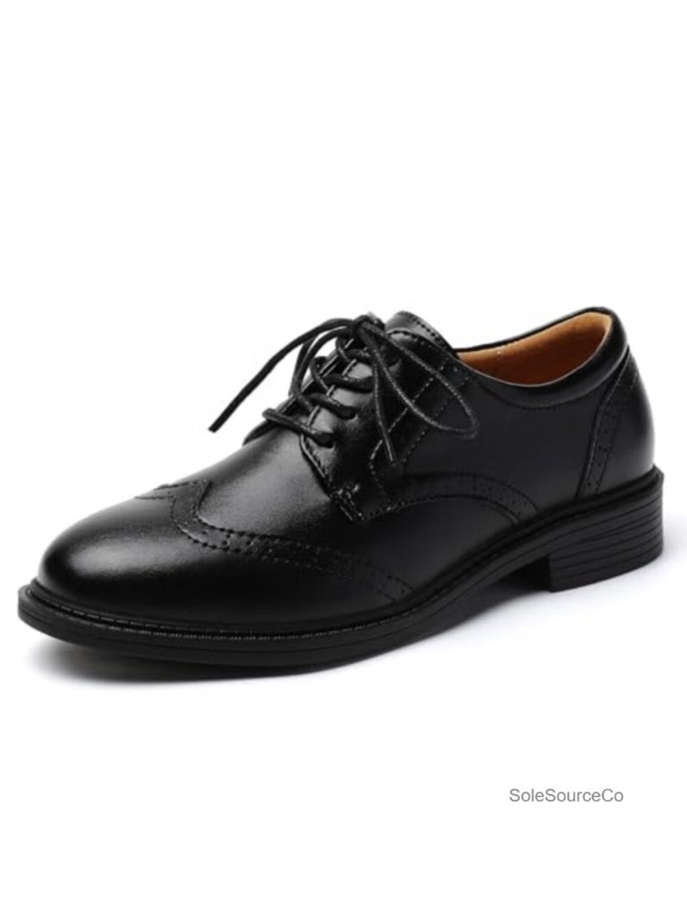 Women's Wingtip Brogues Oxfords Lace-Up Formal Dress Flats Faux Leather